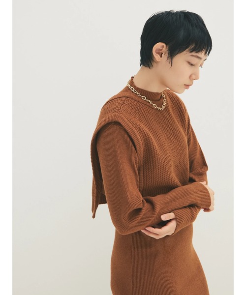 armonia（アルモニーア）の「armonia・ベストセットニットワンピース＊（ワンピース・レディース・ネイビー/キャメル/ベージュ・FREE）」の16枚目の写真