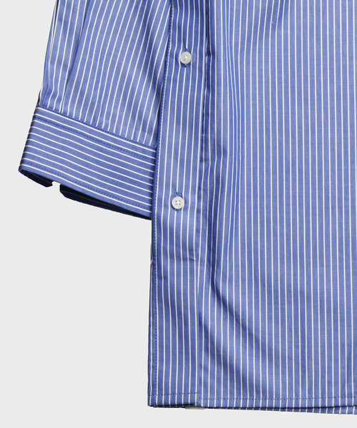 NIDO（ニド）の「ストライプビッグシャツ（シャツ/ブラウス・メンズ・ホワイト/ネイビー系・M/L）」の4枚目の写真