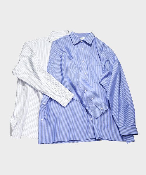 NIDO（ニド）の「ストライプビッグシャツ（シャツ/ブラウス・メンズ・ホワイト/ネイビー系・M/L）」の12枚目の写真