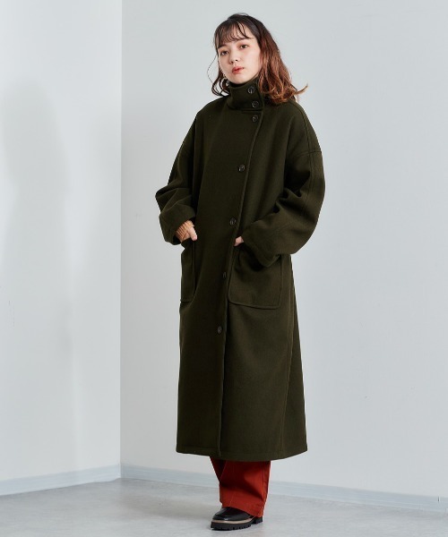 cepo（セポ）の「ハイネックロングコート（ダウンジャケット/コート・レディース・オリーブ/オフホワイト/ダークグレー・M）」の2枚目の写真