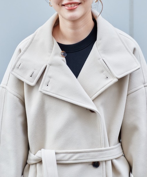 cepo（セポ）の「ハイネックロングコート（ダウンジャケット/コート・レディース・オリーブ/オフホワイト/ダークグレー・M）」の12枚目の写真