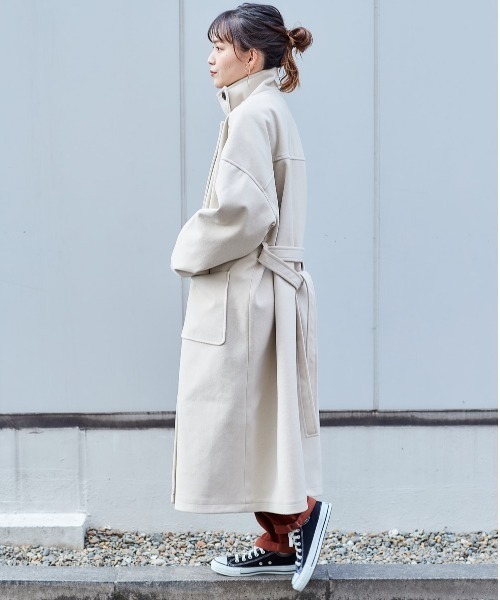 cepo（セポ）の「ハイネックロングコート（ダウンジャケット/コート・レディース・オリーブ/オフホワイト/ダークグレー・M）」の8枚目の写真