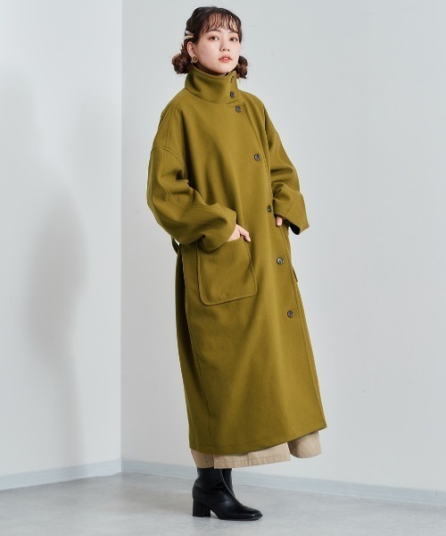 cepo（セポ）の「ハイネックロングコート（ダウンジャケット/コート・レディース・オリーブ/オフホワイト/ダークグレー・M）」の18枚目の写真