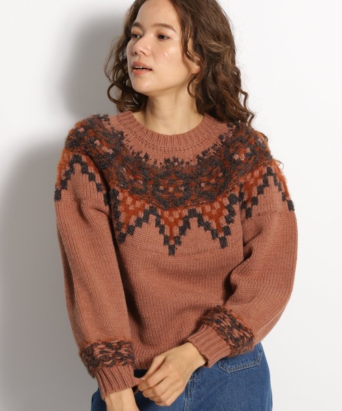 niko and...(ニコアンド)の「求心風柄ニットプルオーバー(ニット/セーター・レディース・ブラウン/オフホワイト/ラベンダー/チャコール・MEDIUM/LARGE)」の13枚目の写真