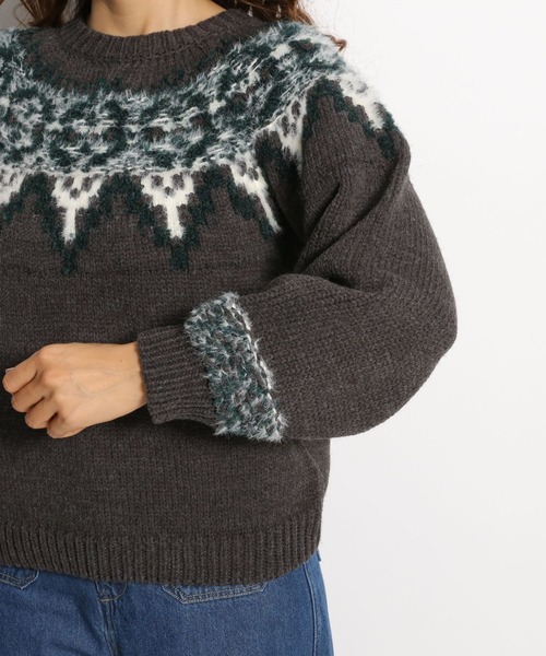 niko and...(ニコアンド)の「求心風柄ニットプルオーバー(ニット/セーター・レディース・ブラウン/オフホワイト/ラベンダー/チャコール・MEDIUM/LARGE)」の5枚目の写真