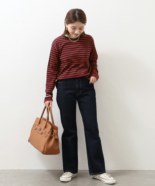 JOURNAL STANDARD(ジャーナルスタンダード)の「クラシックボーダーロングTシャツ◆(Tシャツ/カットソー・レディース・レッド/ベージュ/グリーン/ブラック・FREE)」の20枚目の写真