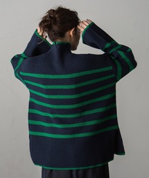 Droite lautreamont | 片あぜボーダーニットプルオーバー≪洗える≫(ニット/セーター)