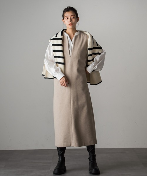 Droite lautreamont（ドロワットロートレアモン）の「片あぜボーダーニットプルオーバー≪洗える≫（ニット/セーター・レディース・アイボリー/ブラック系その他/グリーン系その他・M）」の13枚目の写真