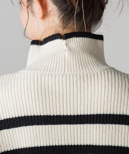 Droite lautreamont（ドロワットロートレアモン）の「片あぜボーダーニットプルオーバー≪洗える≫（ニット/セーター・レディース・アイボリー/ブラック系その他/グリーン系その他・M）」の14枚目の写真