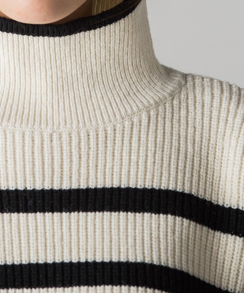 Droite lautreamont（ドロワットロートレアモン）の「片あぜボーダーニットプルオーバー≪洗える≫（ニット/セーター・レディース・アイボリー/ブラック系その他/グリーン系その他・M）」の15枚目の写真