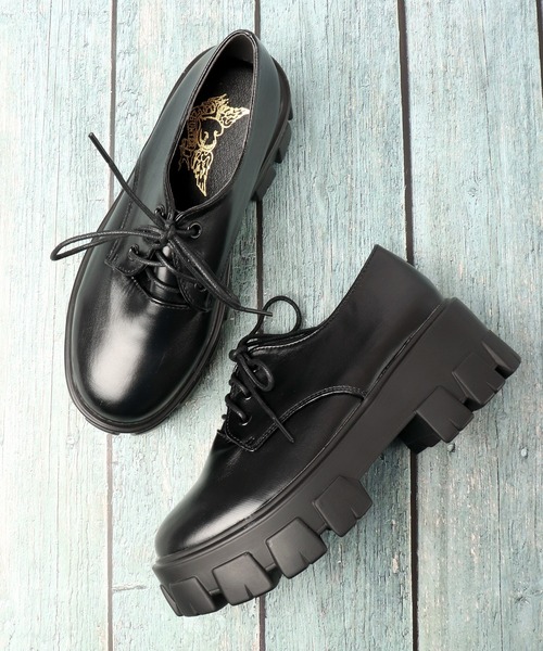 LOVEHUNTER（ラブハンター）の「LOVEHUNTER 厚底トラックソール３ホールオックスフォードシューズ（ドレスシューズ・レディース・ブラック/アイボリー/ブラック系その他/ホワイト系その他・LL/S/M/L）」の3枚目の写真