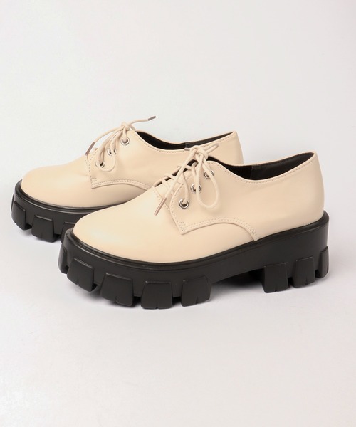 LOVEHUNTER（ラブハンター）の「LOVEHUNTER 厚底トラックソール３ホールオックスフォードシューズ（ドレスシューズ・レディース・ブラック/アイボリー/ブラック系その他/ホワイト系その他・LL/S/M/L）」の6枚目の写真
