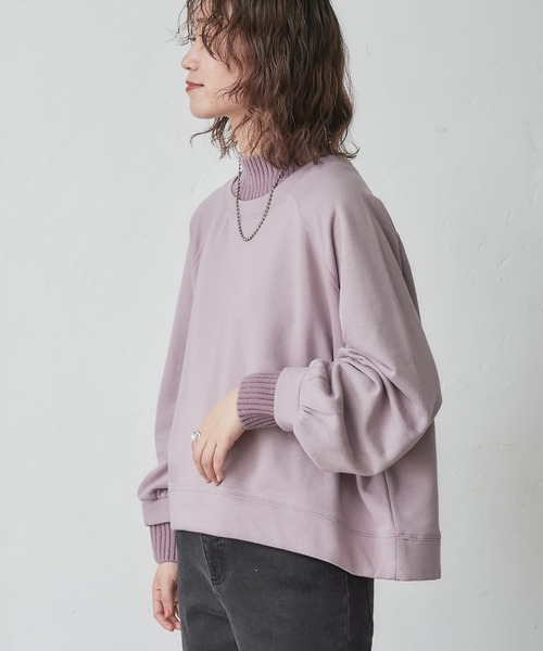 CIAOPANIC TYPY(チャオパニックティピー)の「裏毛ニットリブプルオーバー(Tシャツ/カットソー・レディース・ブラック/オフホワイト/バイオレット/グレー・ONE SIZE)」の4枚目の写真