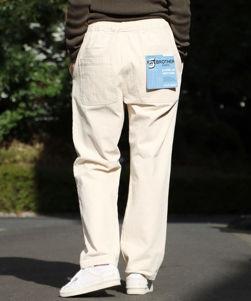 FIVE BROTHER(ファイブブラザー)の「FIVE BROTHER/ファイブブラザー HERRINGBONE EASY PANTS イージーパンツ スリムフィット ヘリンボーン(チノパンツ・メンズ・ホワイト/オリーブ・S/M/L)」の2枚目の写真