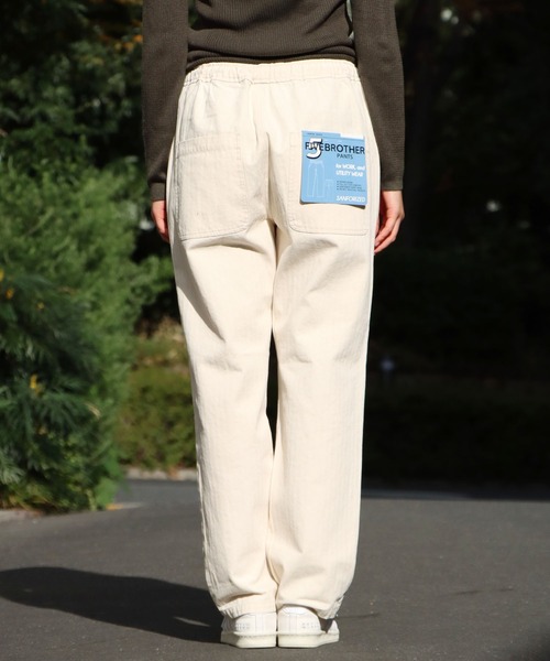 FIVE BROTHER(ファイブブラザー)の「FIVE BROTHER/ファイブブラザー HERRINGBONE EASY PANTS イージーパンツ スリムフィット ヘリンボーン(チノパンツ・メンズ・ホワイト/オリーブ・S/M/L)」の10枚目の写真