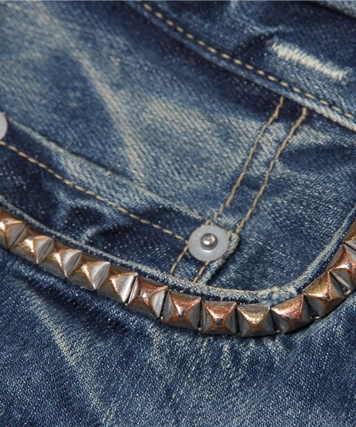 HYSTERIC GLAMOUR（ヒステリックグラマー）の「SP加工デニムリメイク スリムストレートPT（デニムパンツ・メンズ・インディゴブルー・32inch/29inch/31inch/28inch/34inch/30inch/36inch）」の3枚目の写真