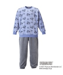 Manches（マンチェス）の「PEANUTS ピーナッツ SNOOPYプレミアムふわもこおやすみろうそく柄スウェットセット 大きいサイズ オーバーサイズ ビッグシルエット（ルームウェア/パジャマ）」