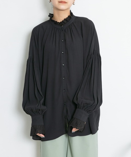 KBF（ケイビーエフ）の「プチレースブラウス（シャツ/ブラウス・レディース・ブラック/アイボリー/ベージュ・ONE）」の3枚目の写真