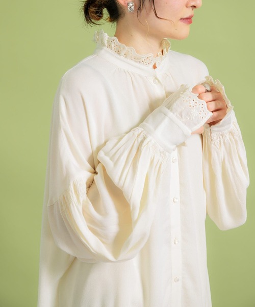 KBF（ケイビーエフ）の「プチレースブラウス（シャツ/ブラウス・レディース・ブラック/アイボリー/ベージュ・ONE）」の10枚目の写真