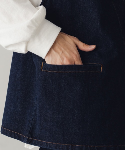 epnok（エプノック）の「ノーカラーデニムジレベスト（ベスト・メンズ・ブラック/ナチュラル/ダークインディゴブルー・LARGE/MEDIUM/SMALL）」の18枚目の写真