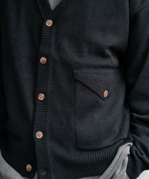 BROKEN BASE(ブロークンベース)の「フラップポケットカーディガン(カーディガン/ボレロ・メンズ・ブルー/グリーン/ブラック・MEDIUM/LARGE)」の14枚目の写真