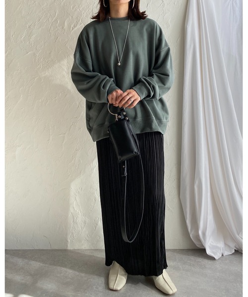 She's Closet(シーズクローゼット)の「前後2wayスリット入りロゴ刺繍長袖プルオーバースウェット(スウェット・レディース・オートミール/アイボリー/ブラック/カーキ・FREE)」の9枚目の写真