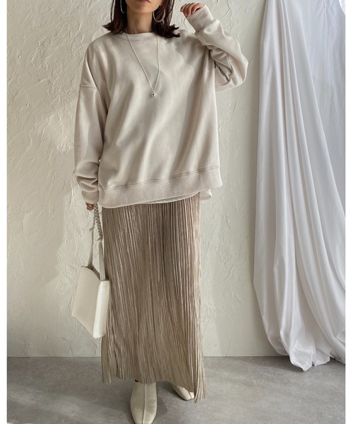 She's Closet(シーズクローゼット)の「前後2wayスリット入りロゴ刺繍長袖プルオーバースウェット(スウェット・レディース・オートミール/アイボリー/ブラック/カーキ・FREE)」の14枚目の写真