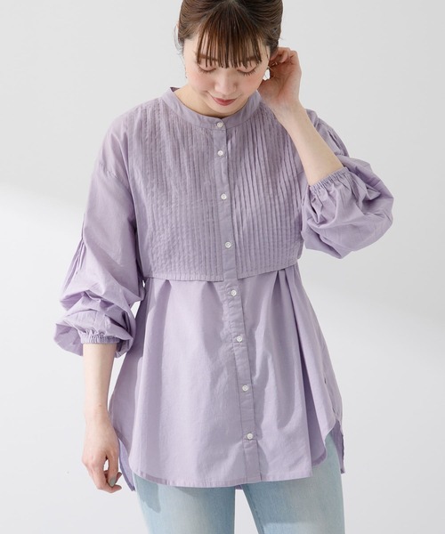 URBAN RESEARCH Sonny Label（アーバンリサーチサニーレーベル）の「コットンピンタックヨークシャツ（シャツ/ブラウス・レディース・ラベンダー/ライトグレー/オフホワイト/ブラック・FREE）」の4枚目の写真