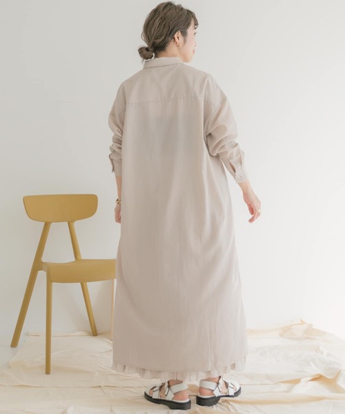 ITEMS URBANRESEARCH(アイテムズ アーバンリサーチ)の「『UR TECH Smart Linen Touch』リネンシャツワンピース(シャツワンピース・レディース・オフホワイト/ピンク/チャコールグレー・FREE)」の20枚目の写真