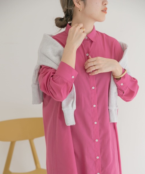 ITEMS URBANRESEARCH(アイテムズ アーバンリサーチ)の「『UR TECH Smart Linen Touch』リネンシャツワンピース(シャツワンピース・レディース・オフホワイト/ピンク/チャコールグレー・FREE)」の17枚目の写真