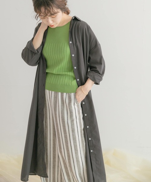 ITEMS URBANRESEARCH(アイテムズ アーバンリサーチ)の「『UR TECH Smart Linen Touch』リネンシャツワンピース(シャツワンピース・レディース・オフホワイト/ピンク/チャコールグレー・FREE)」の14枚目の写真