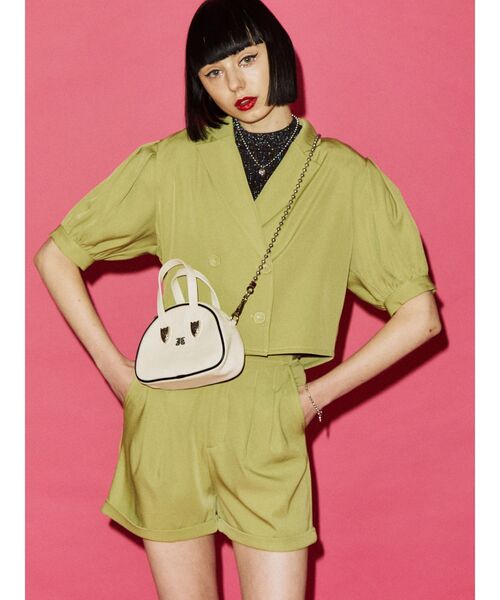 jouetie（ジュエティ）の「パワショルダブルボタンジャケット【セットアップ対応】（テーラードジャケット・レディース・グリーン/その他1/アイボリー/ブラック・MEDIUM）」の3枚目の写真