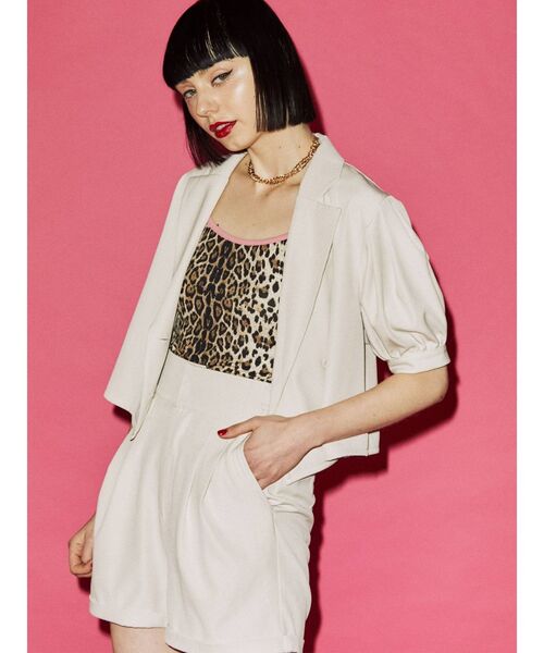 jouetie（ジュエティ）の「パワショルダブルボタンジャケット【セットアップ対応】（テーラードジャケット・レディース・グリーン/その他1/アイボリー/ブラック・MEDIUM）」の7枚目の写真