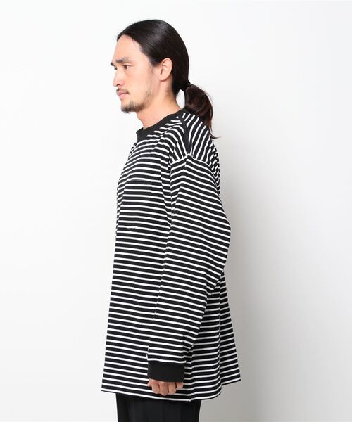 BALLAST ARK（バラストアーク）の「BALLAST ARK / バラストアーク：BIG SIZE BORDER L/S TEE：BA05-T004[AST]（Tシャツ/カットソー・メンズ・ブラック系その他・FREE）」の2枚目の写真