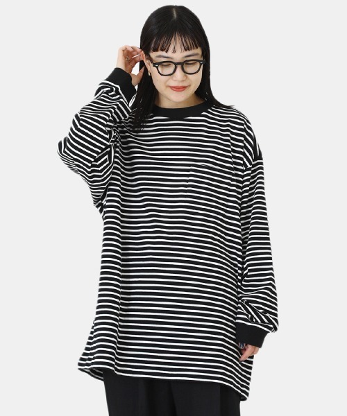 BALLAST ARK（バラストアーク）の「BALLAST ARK / バラストアーク：BIG SIZE BORDER L/S TEE：BA05-T004[AST]（Tシャツ/カットソー・メンズ・ブラック系その他・FREE）」の7枚目の写真