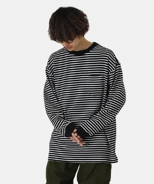 BALLAST ARK（バラストアーク）の「BALLAST ARK / バラストアーク：BIG SIZE BORDER L/S TEE：BA05-T004[AST]（Tシャツ/カットソー・メンズ・ブラック系その他・FREE）」の11枚目の写真