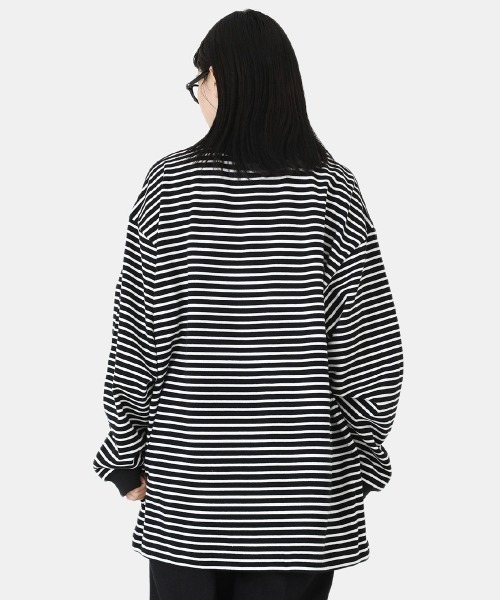 BALLAST ARK（バラストアーク）の「BALLAST ARK / バラストアーク：BIG SIZE BORDER L/S TEE：BA05-T004[AST]（Tシャツ/カットソー・メンズ・ブラック系その他・FREE）」の5枚目の写真