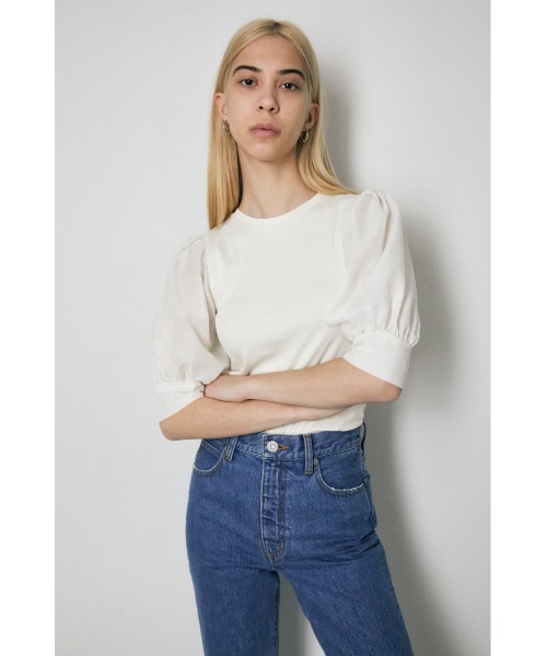 MOUSSY（マウジー）の「DOKING CUT トップス（Tシャツ/カットソー・レディース・オフホワイト/ブラウン/ブラック・FREE）」の2枚目の写真