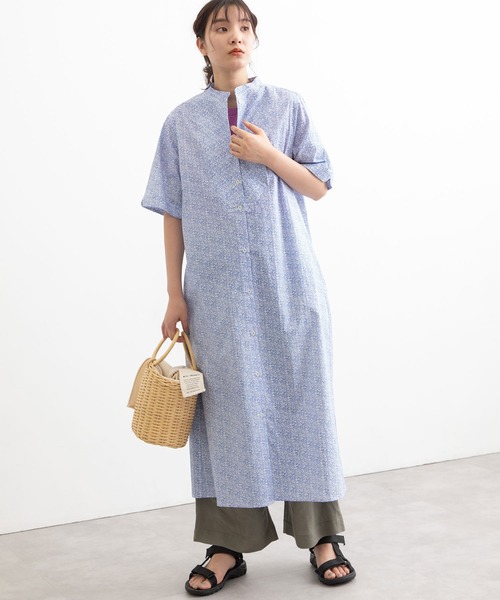 POU DOU DOU(プードゥドゥ)の「スタンドカラーワンポイント刺繍ロングシャツワンピース(ワンピース・レディース・グレー/ライトブルー/ブルー・3)」の11枚目の写真