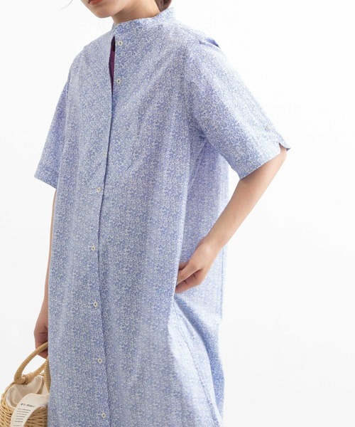 POU DOU DOU(プードゥドゥ)の「スタンドカラーワンポイント刺繍ロングシャツワンピース(ワンピース・レディース・グレー/ライトブルー/ブルー・3)」の14枚目の写真