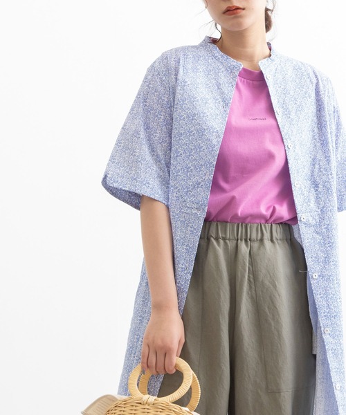 POU DOU DOU(プードゥドゥ)の「スタンドカラーワンポイント刺繍ロングシャツワンピース(ワンピース・レディース・グレー/ライトブルー/ブルー・3)」の16枚目の写真