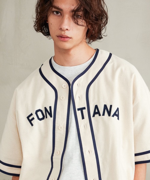 Revo.（レボ）の「Revo. ライトフランネル ワッペンロゴ刺繍 ベースボールシャツ/半袖シャツ（シャツ/ブラウス・メンズ・ブラック/グレー/ナチュラル・2/1）」の3枚目の写真