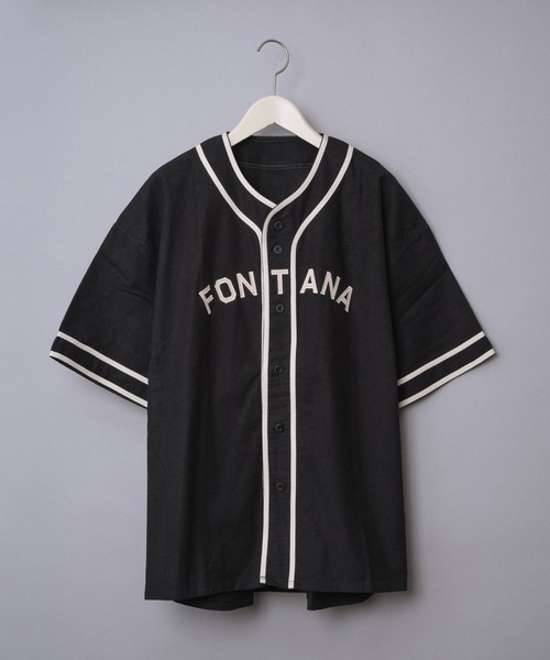 Revo.（レボ）の「Revo. ライトフランネル ワッペンロゴ刺繍 ベースボールシャツ/半袖シャツ（シャツ/ブラウス・メンズ・ブラック/グレー/ナチュラル・2/1）」の2枚目の写真