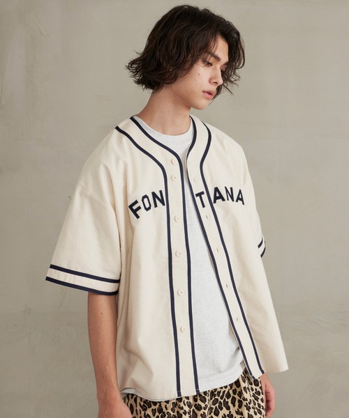 Revo.（レボ）の「Revo. ライトフランネル ワッペンロゴ刺繍 ベースボールシャツ/半袖シャツ（シャツ/ブラウス・メンズ・ブラック/グレー/ナチュラル・2/1）」の15枚目の写真