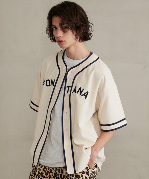 Revo.（レボ）の「Revo. ライトフランネル ワッペンロゴ刺繍 ベースボールシャツ/半袖シャツ（シャツ/ブラウス・メンズ・ブラック/グレー/ナチュラル・2/1）」の7枚目の写真