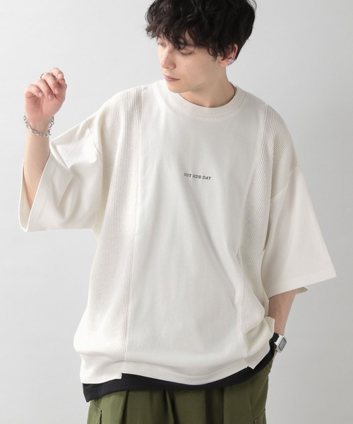 RAGEBLUE（レイジブルー）の「ニットコンビネーション/プチ刺繍Tシャツ（Tシャツ/カットソー・メンズ・ホワイト/ネイビー・MEDIUM/LARGE）」の5枚目の写真