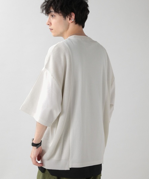 RAGEBLUE（レイジブルー）の「ニットコンビネーション/プチ刺繍Tシャツ（Tシャツ/カットソー・メンズ・ホワイト/ネイビー・MEDIUM/LARGE）」の6枚目の写真