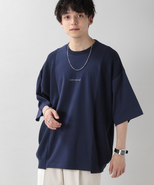 RAGEBLUE（レイジブルー）の「ニットコンビネーション/プチ刺繍Tシャツ（Tシャツ/カットソー・メンズ・ホワイト/ネイビー・MEDIUM/LARGE）」の8枚目の写真