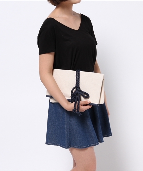 WEGO（ウィゴー）の「WEGO/ロープクラッチバッグ（クラッチバッグ・レディース・ホワイト/ネイビー・FREE）」の11枚目の写真