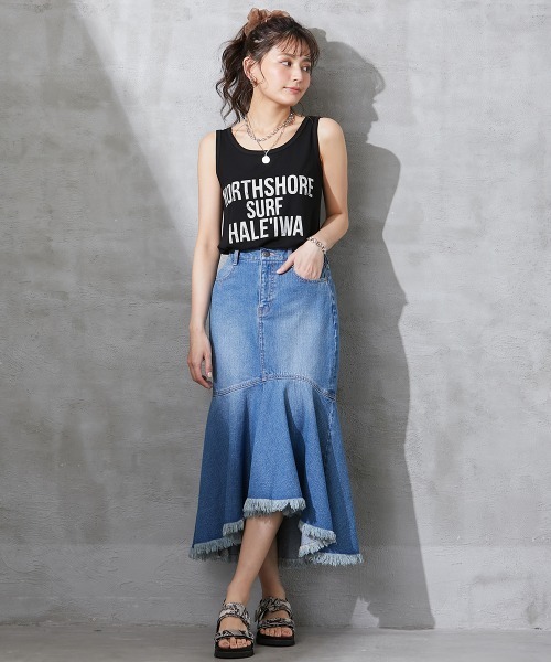 SMILE LAND（スマイルランド）の「大きいサイズ ロゴプリントタンクトップ（タンクトップ・レディース・ブラック/オフホワイト・L/4L/5L/3L/LL）」の6枚目の写真